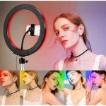 Wholesale RGB Light 10 inch Selfie Ring Light with 76 inch Tripod Stand & 3 Cell Phone Holders for Live Stream, Makeup, YouTube Video, Photography TikTok, & More Compatible with Universal Phone (RGB)